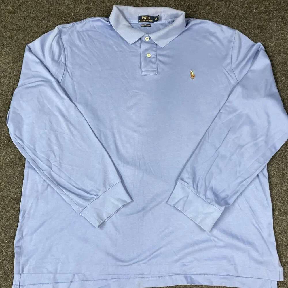 Polo Ralph Lauren Polo Shirt Mens XXL Pima Soft Touch Long Sleeve Baby Blue